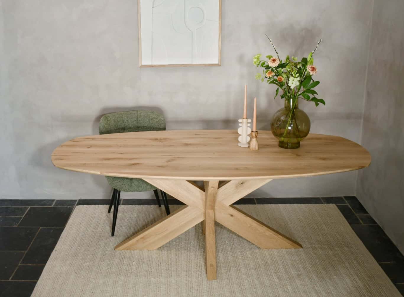 Deens ovale tafel met eiken Matrix onderstel